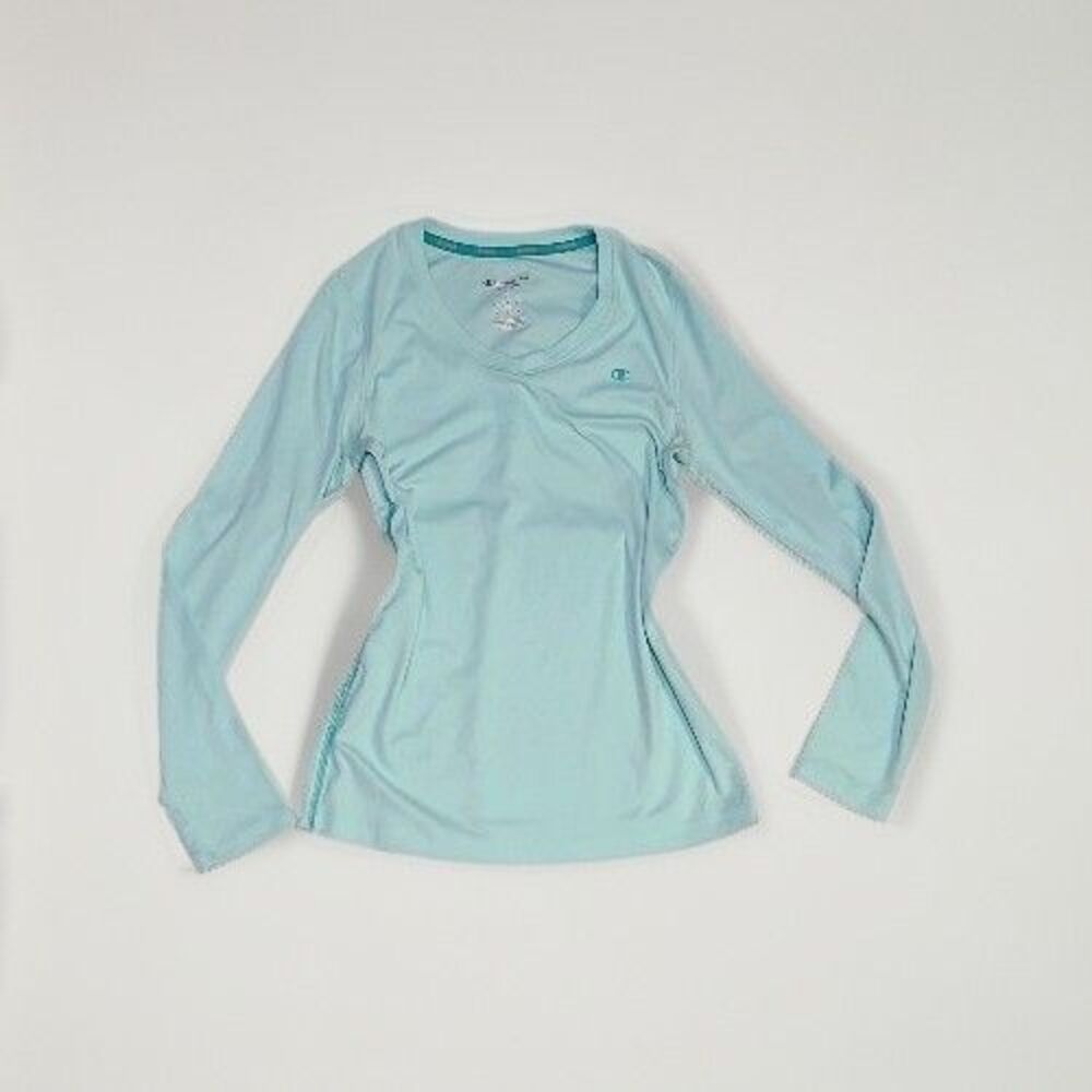 Champion Vapor Women’s Blue Long Sleeve V-Neck Stretch Athletic Top S